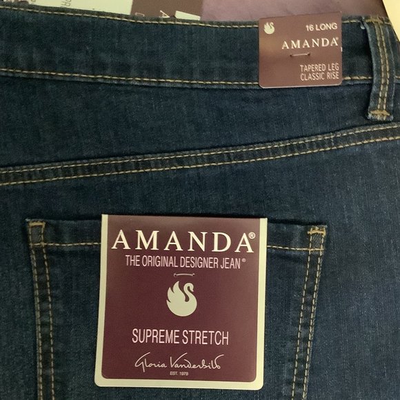 NWT Gloria Vanderbilt "Amanda" Jeans Size:  16 Long - Picture 4 of 8